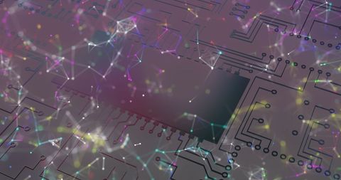 abstract colors over microchips representing digital connectivity - Download Free Stock Images Pikwizard.com