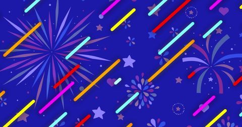 Colorful Firework Pattern on Blue Background - Download Free Stock Images Pikwizard.com