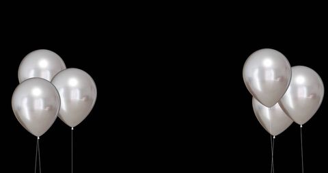 Elegant Silver Balloons on Black Background for Celebrations