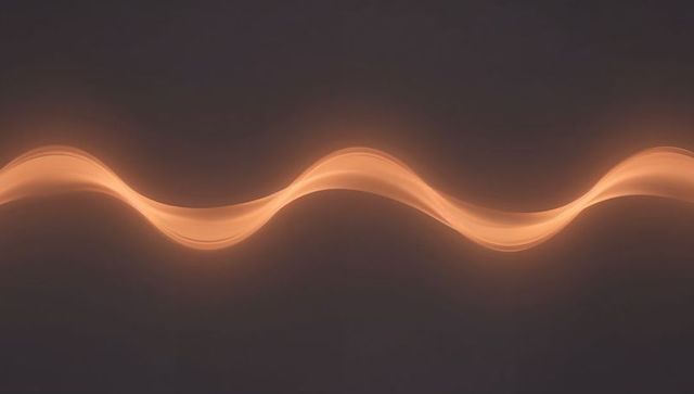 Warm orange light ribbon flowing across dark neutral backdrop with glow and wave motion