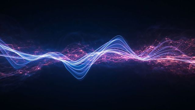 Vibrant Glowing Ribbon Waveforms Illuminating Mystical Space