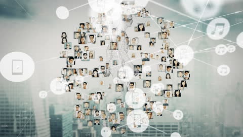 Interconnected Global Network of Digital Profiles Concept