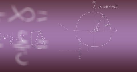 Mathematical equations with conic sections on modern background