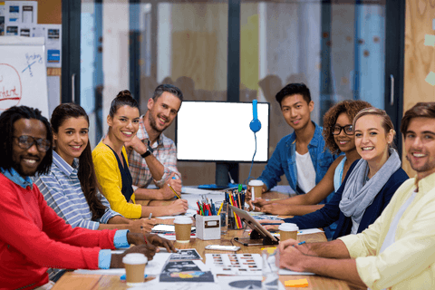 Diverse Team Collaborating Ideas in Creative Office Transparent Background