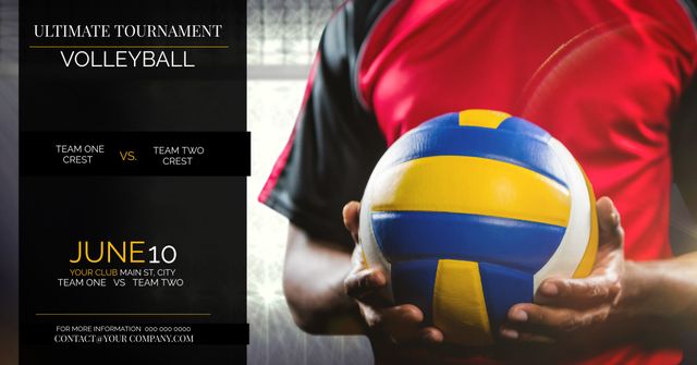 Volleyball Tournament Poster Featuring Date and Match Details - Download Free Stock Templates Pikwizard.com