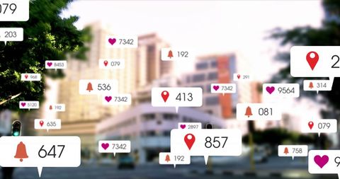 Social Media Icons Overlaying Busy Cityscape