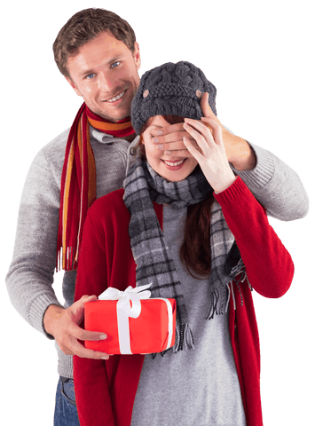 Romantic Gift Giving on Transparent Background