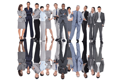 Transparent diverse business team reflects on opportunity