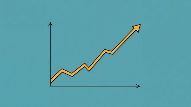 Rising zigzag line on teal background representing growth