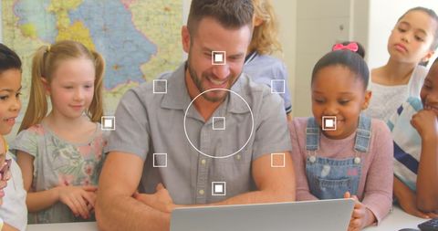 Diverse Students and Teacher Engaging in Classroom Learning Activity