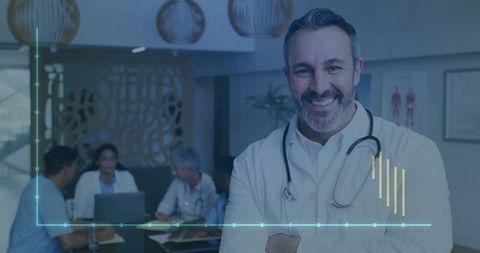 Confident Doctor Boosts Modern Healthcare Collaboration