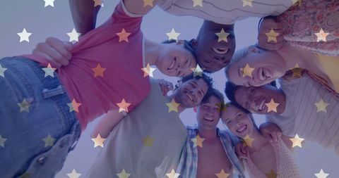 Diverse Friends Celebrating Under American Stars at the Beach - Download Free Stock Images Pikwizard.com