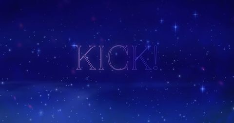 Kick in cosmic starry universe with blue background