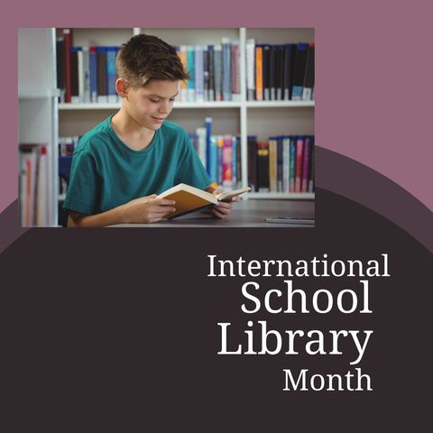 Young Boy Reading Book Celebrating International School Library Month - Download Free Stock Templates Pikwizard.com