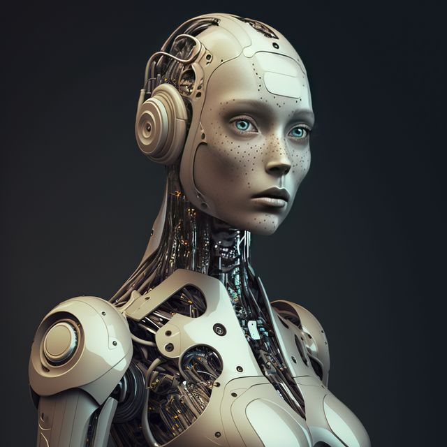 Futuristic Female Humanoid Robot with Detailed Mechanics - Download Free Stock Images Pikwizard.com