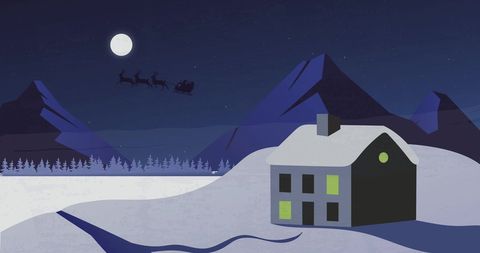 Magical Winter Night with Santa Sleigh in Moonlit Sky - Download Free Stock Images Pikwizard.com
