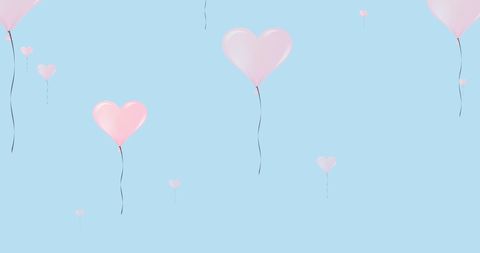 Floating Pink Heart Balloons on Pastel Blue Background - Download Free Stock Images Pikwizard.com