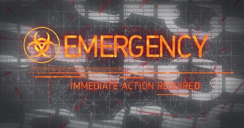 Emergency Alert with Biohazard Symbol in Digital Matrix - Download Free Stock Images Pikwizard.com
