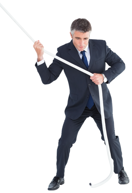 Transparent Businessman Pulling Rope Symbolizing Challenge or Success - Download Free Stock Videos Pikwizard.com