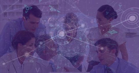 Global Business Team Collaborating on Digital Interface