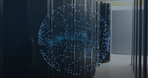 digital globe overlay in modern data center - Download Free Stock Images Pikwizard.com