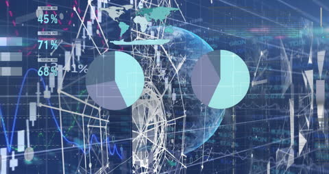 Data Processing Graphic Over Global Map