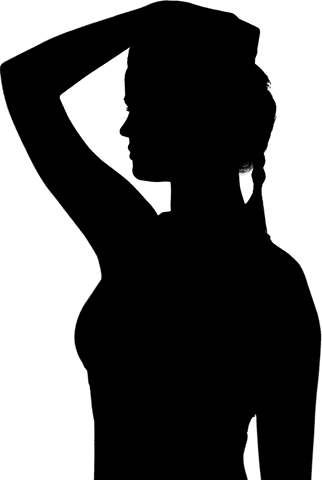 Woman with braided hair silhouette transparent background