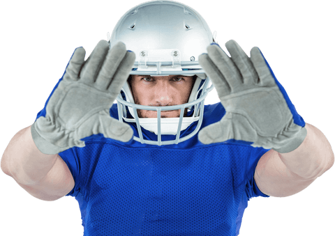 Transparent football player in defensive motion