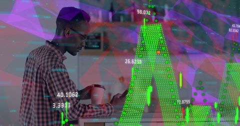 Financial Analysis with African American Man Using Smartphone