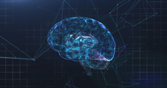 3D Glowing Human Brain with Network of Connections on Blue Background - Download Free Stock Images Pikwizard.com