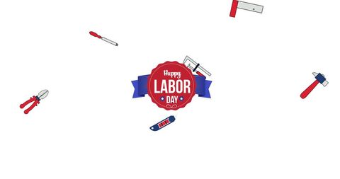 Labor day celebration with tools on white background