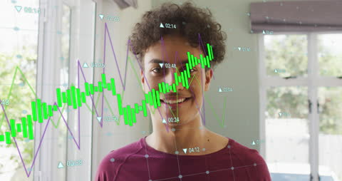 Smiling Man With Overlapping Financial Graphs and Data Visuals