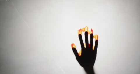 Silhouette Hand With Red Highlights on White Background