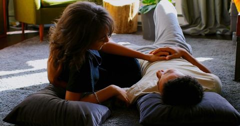 Young Couple Sharing Intimate and Relaxing Moment Together