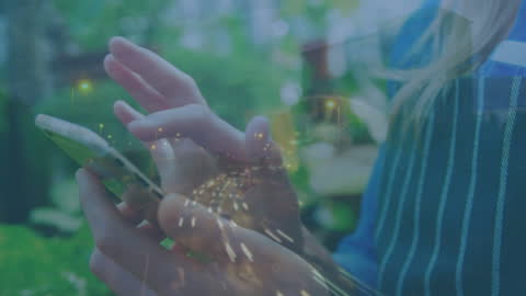 Overlay of Urban Traffic and Woman Using Smartphone