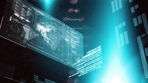 Digital DNA Structure with Futuristic Data Interface Background