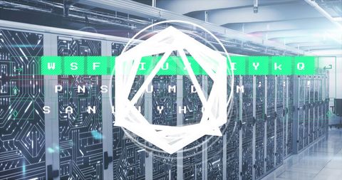 Abstract Digital Interface of Server Room Symbolizing Data Processing