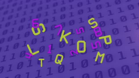 Vibrant Letters and Numbers on Binary Code