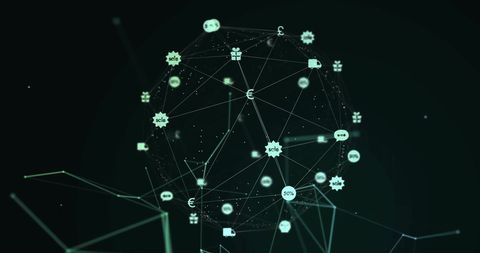 Digital Network Connections Around Globe with Icons - Download Free Stock Images Pikwizard.com