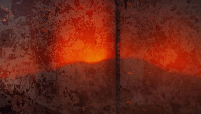 Rusty Industrial Landscape with Fiery Glow