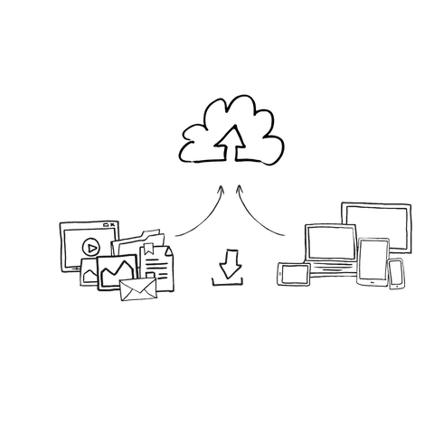 Digital Network and Media Sharing Illustration on Transparent Background