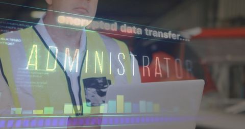 Administrator overseeing encrypted data transfer technology