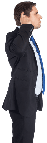 Transparent Professional Businessman Thinking on Clear Background