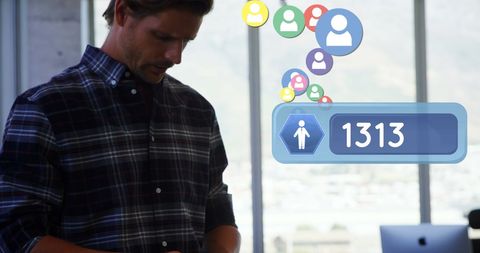 Businessman Engaging with Social Media Followers Online