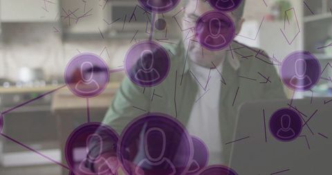 Man Working from Home Amidst Digital Connectivity Motion