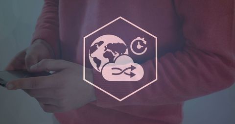 Global Connectivity Digital Interface on Smartphone Screen