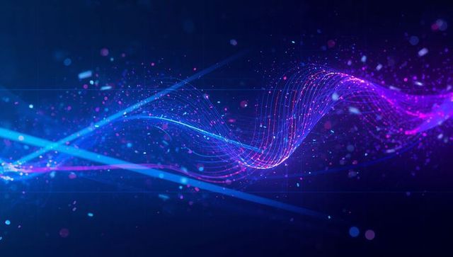 Futuristic Neon Wave with Particles in Digital Space