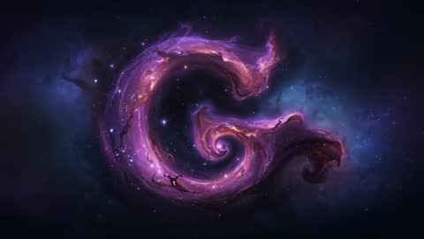 Cosmic Nebula Swirling to Form the Letter G in Deep Space