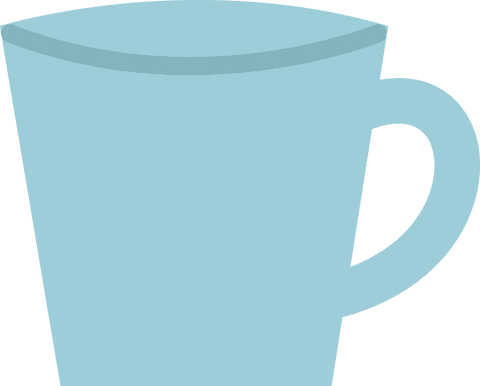 Light Blue Transparent Mug in Minimalist Flat Design