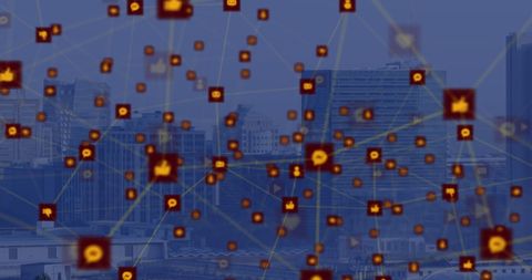 Cityscape with Digital Icons Representing Global Connectivity - Download Free Stock Images Pikwizard.com